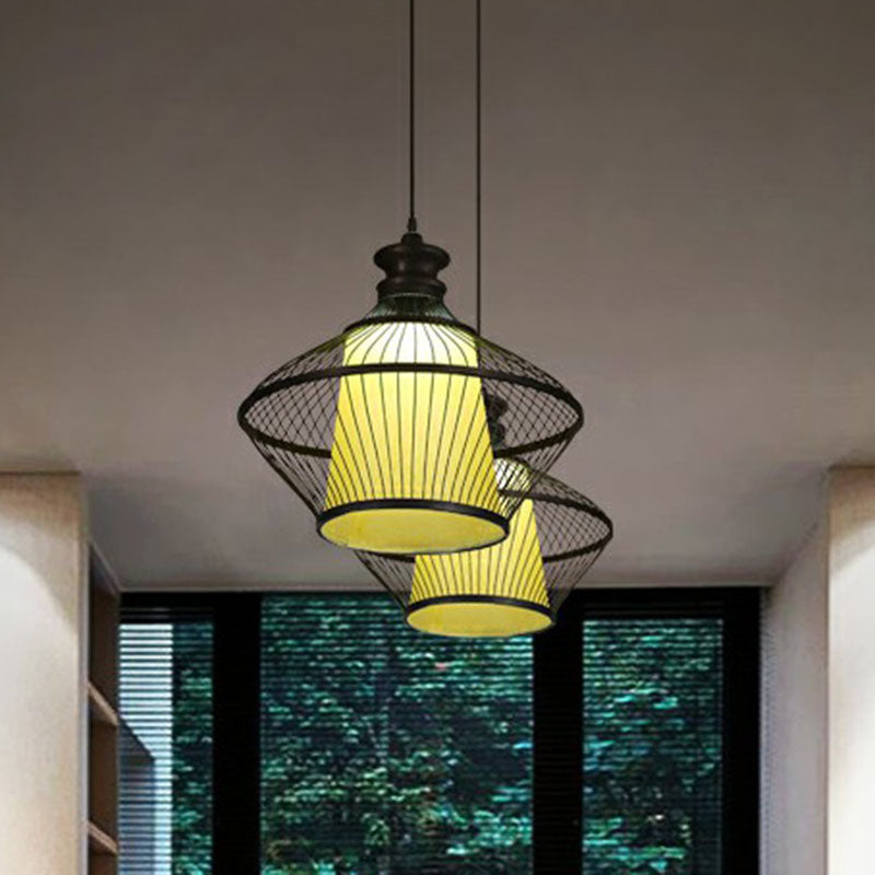 Curvy Tea Room a sospensione Bamboo Bamboo Single South-East Asia Suspension Lampone