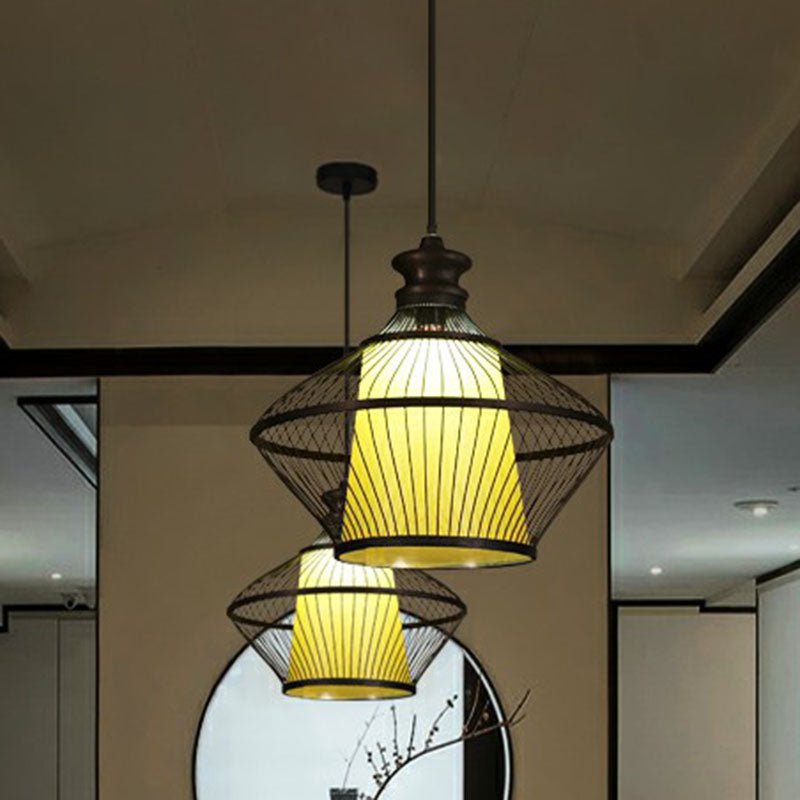 Curvy Tea Room a sospensione Bamboo Bamboo Single South-East Asia Suspension Lampone