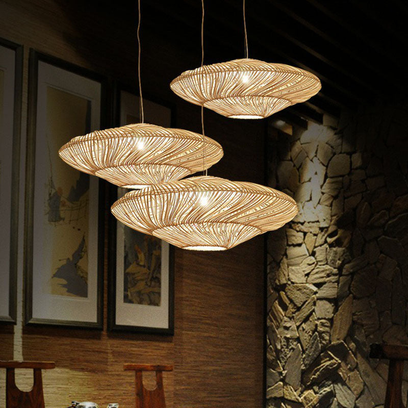 Illuminazione a sospensione artigianale rattan minimalista rattan 1 testa a sospensione luce a soffitto in legno