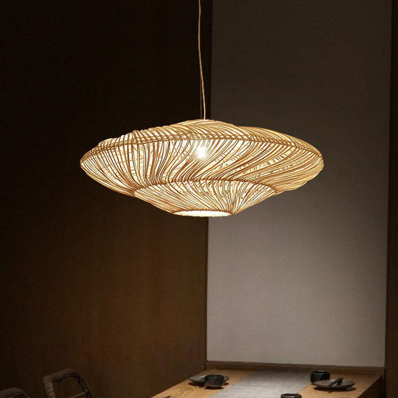 Illuminazione a sospensione artigianale rattan minimalista rattan 1 testa a sospensione luce a soffitto in legno