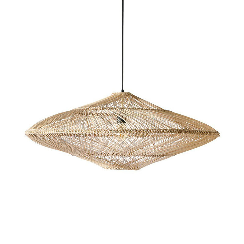 Illuminazione a sospensione artigianale rattan minimalista rattan 1 testa a sospensione luce a soffitto in legno