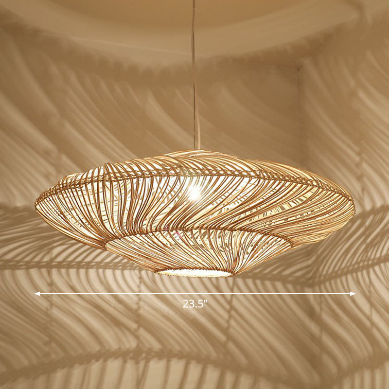 Illuminazione a sospensione artigianale rattan minimalista rattan 1 testa a sospensione luce a soffitto in legno