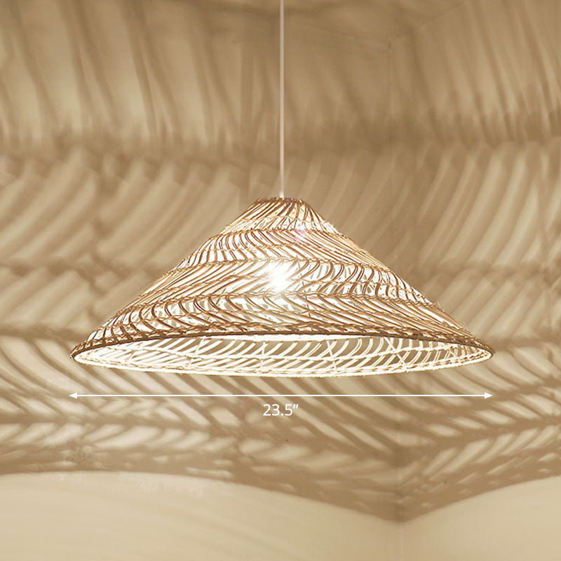 Illuminazione a sospensione artigianale rattan minimalista rattan 1 testa a sospensione luce a soffitto in legno