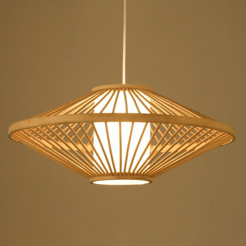 Handmade Restaurant Ceiling Light Bamboo Single Modern Style Hanging Pendant Light in Wood