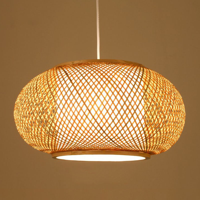 Handmade Restaurant Ceiling Light Bamboo Single Modern Style Hanging Pendant Light in Wood