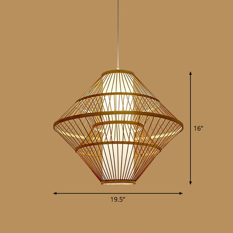 Handmade Restaurant Ceiling Light Bamboo Single Modern Style Hanging Pendant Light in Wood