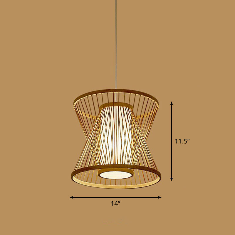 Handmade Restaurant Ceiling Light Bamboo Single Modern Style Hanging Pendant Light in Wood