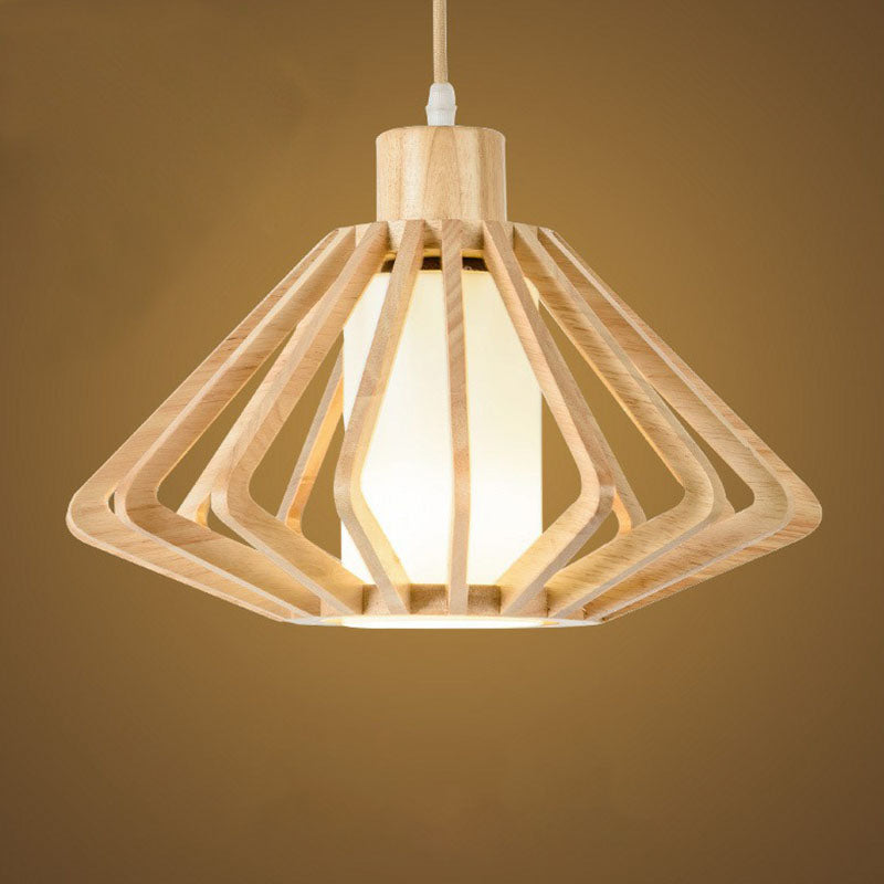 Lumière pendentif effilée en bois contemporain à un seul bulbe de suspension