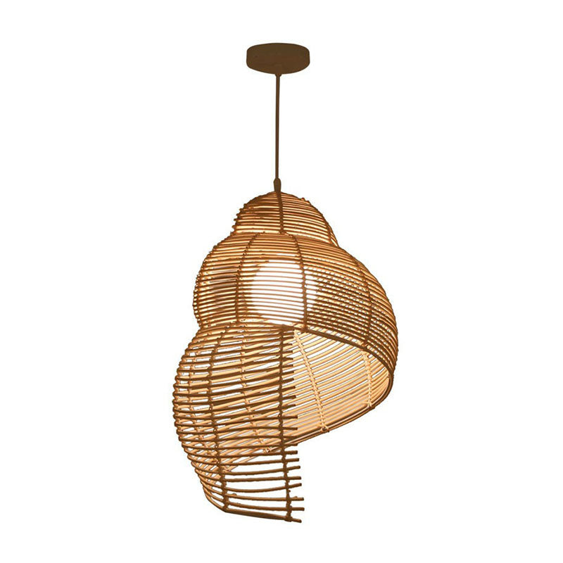 Conch Suspension Lighting Minimalist Rattan 1 Head Restaurant Pendant Ceiling Light