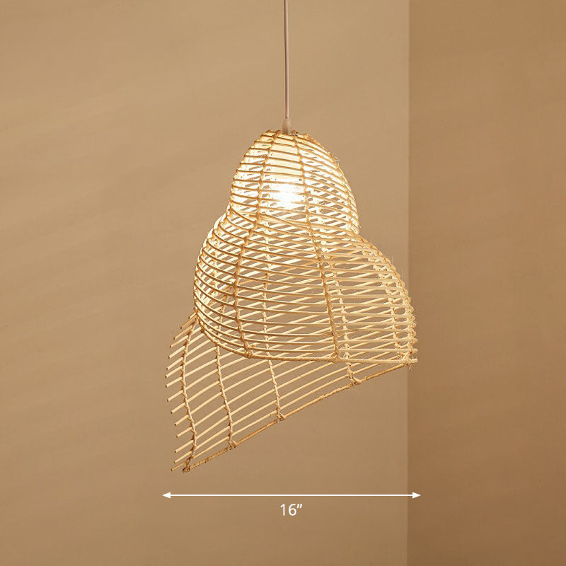 Conch Shaped Restaurant Ceiling Light Rattan Single Modern Style Hanging Pendant Lighting