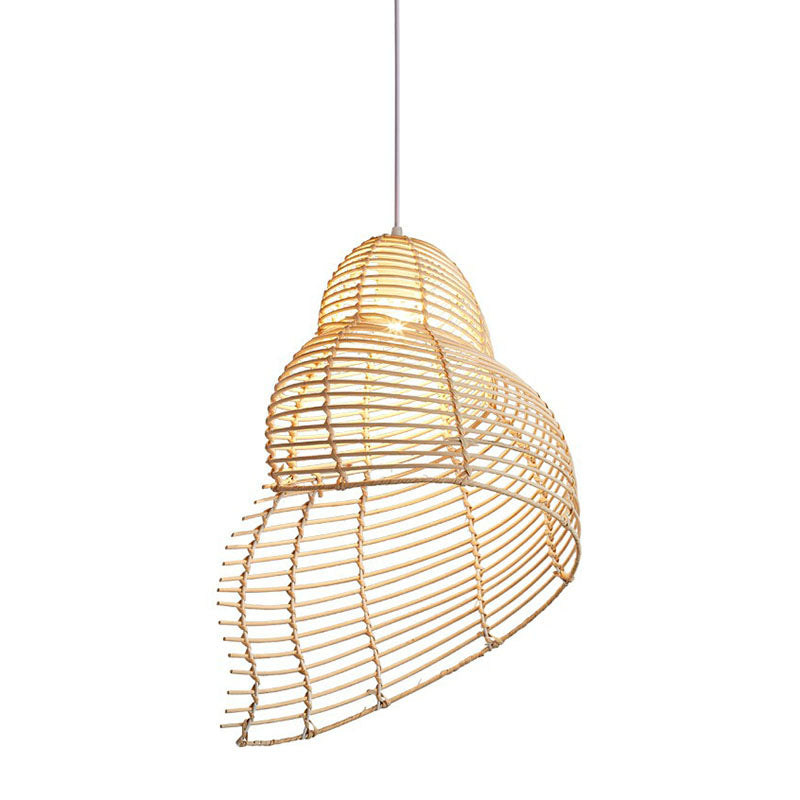 Conch Shaped Restaurant Ceiling Light Rattan Single Modern Style Hanging Pendant Lighting