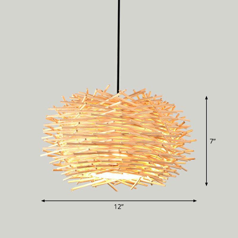 Bamboo ombré Light Light Contemporain Suspension Suspension Suspension en bois