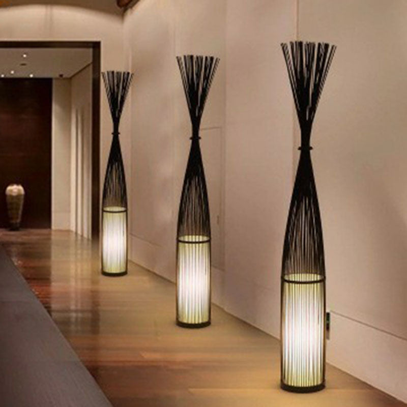 Bamboo Handweven vloerverlichting Aziatische stijl 1 lamp staand licht voor woonkamer