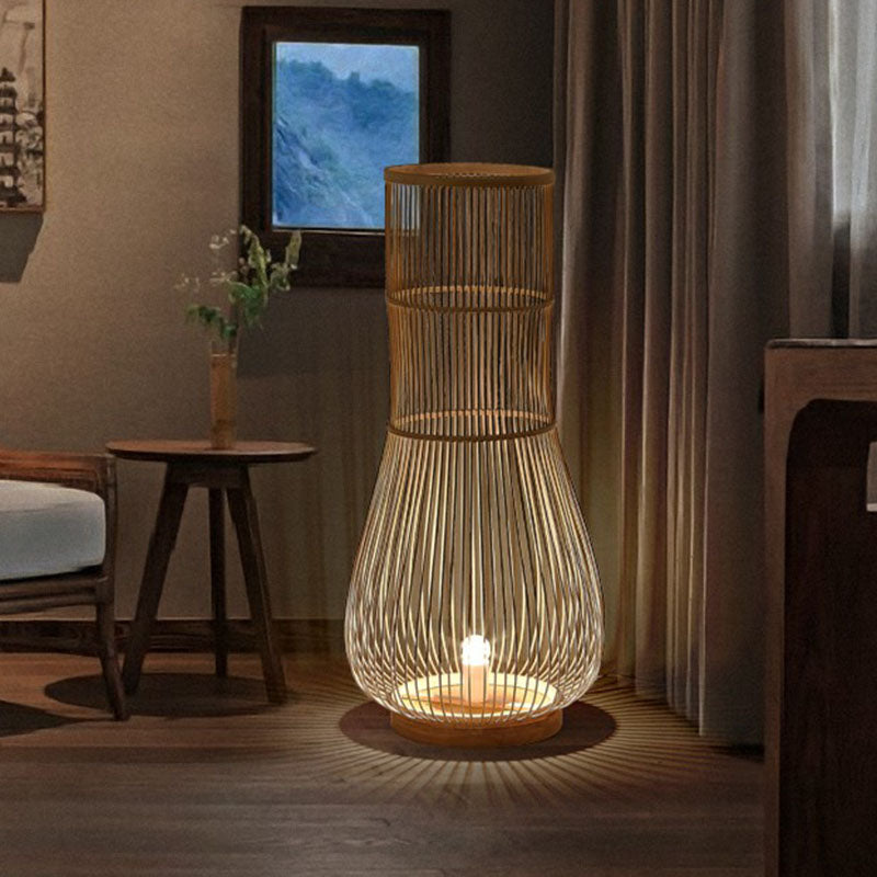 Trappola del pesce Bamboo in piedi Light Minimalist Minimalist Bulb Brown Pavimento per il ristorante