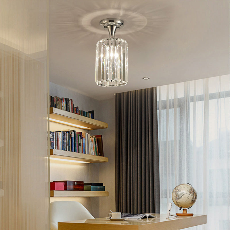 Spiral/Cone/Cylinder Kitchen Flush Light Minimalist Crystal 1 Light Chrome Ceiling Lighting