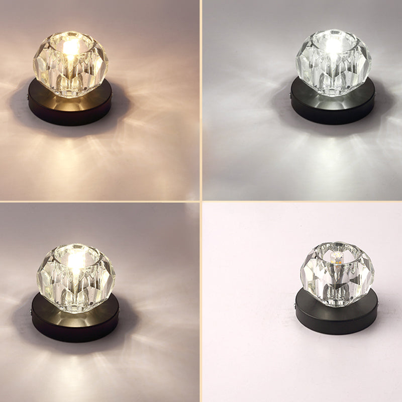 Modern Bud Shape LED Flush Mount Faceted Crystal Corridor Flushmount Ceiling Light