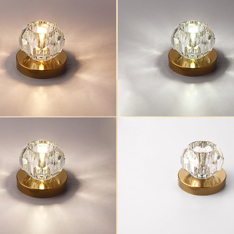 Modern Bud Shape LED Flush Mount Faceted Crystal Corridor Flushmount Ceiling Light