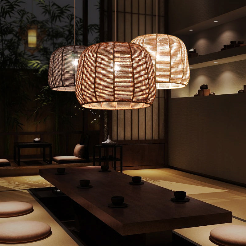 Handmade Pendant Light Contemporary Hemp Rope Single Restaurant Suspension Light Fixture