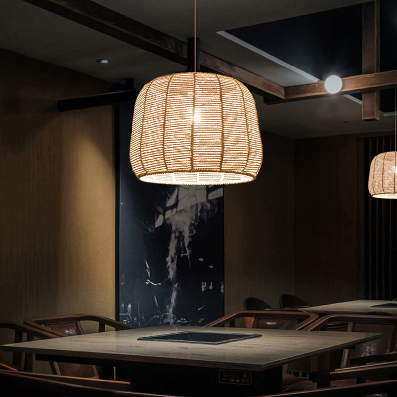 Handmade Pendant Light Contemporary Hemp Rope Single Restaurant Suspension Light Fixture