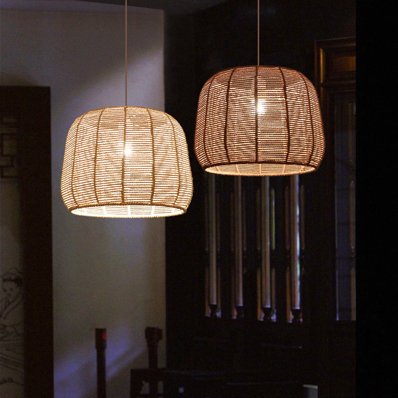 Handmade Pendant Light Contemporary Hemp Rope Single Restaurant Suspension Light Fixture