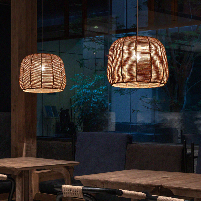 Handmade Pendant Light Contemporary Hemp Rope Single Restaurant Suspension Light Fixture