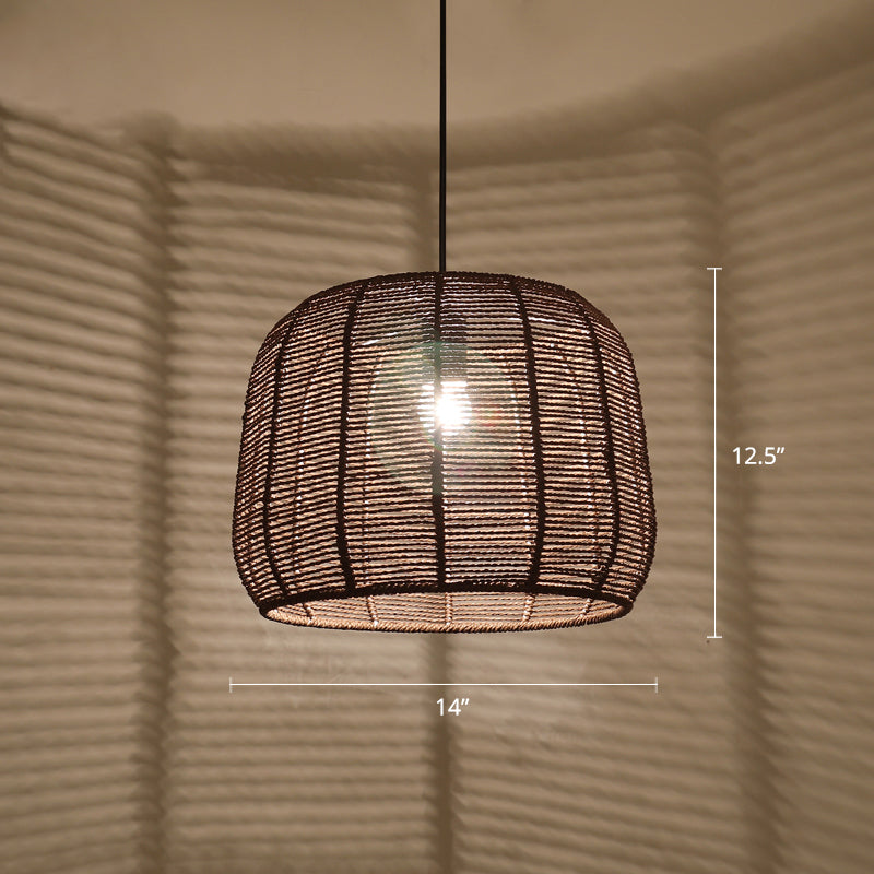 Handmade Pendant Light Contemporary Hemp Rope Single Restaurant Suspension Light Fixture