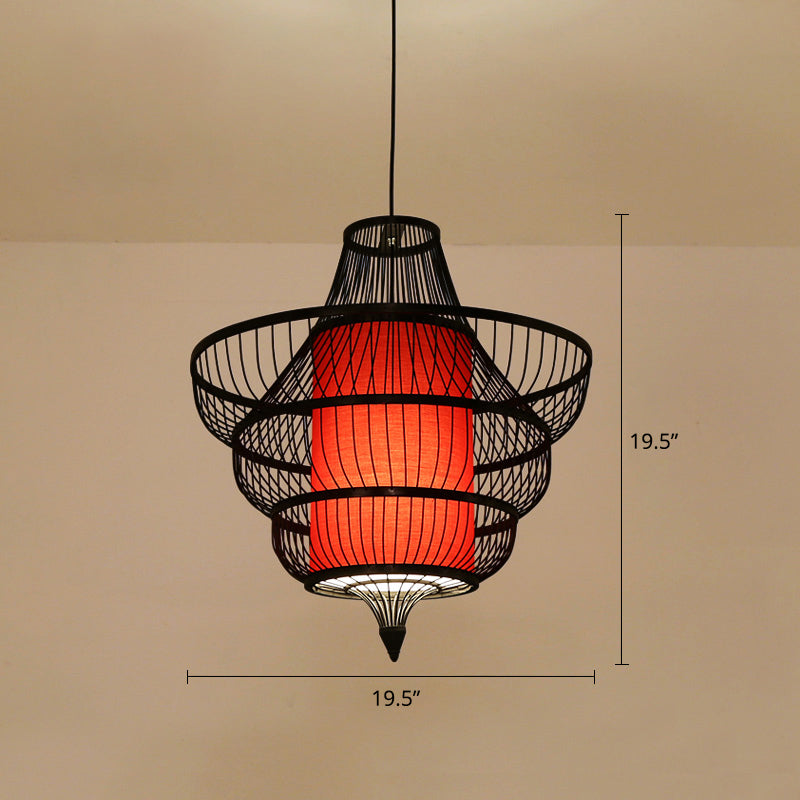 Bamboo Hot Pot-Shaped Pendant Light Contemporary Single-Bulb Suspension Light Fixture