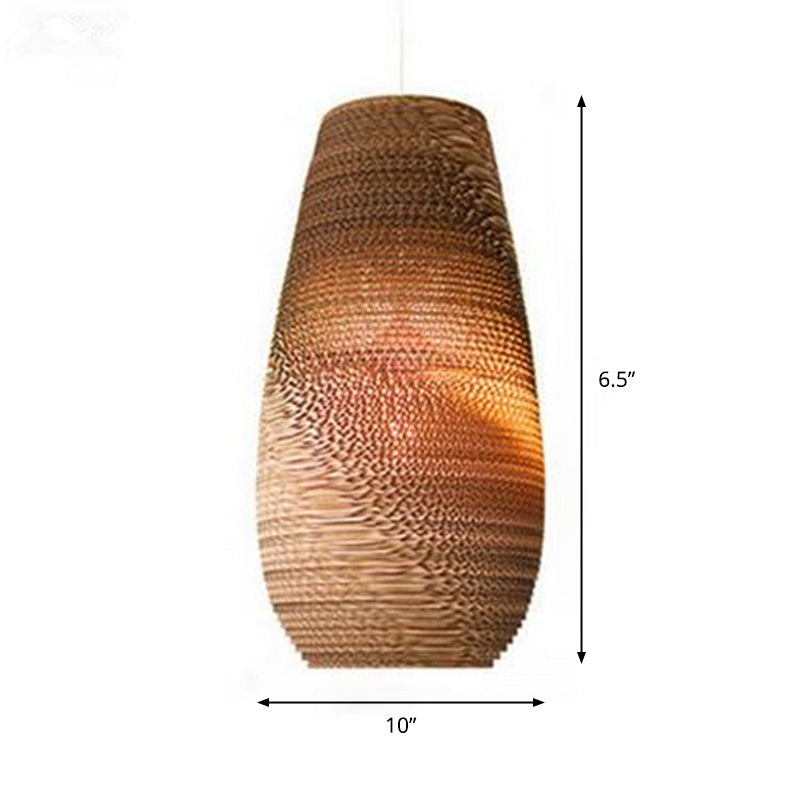 Brown Silkworm Suspension Lighting Minimalist Single-Bulb Rattan Pendant Ceiling Light