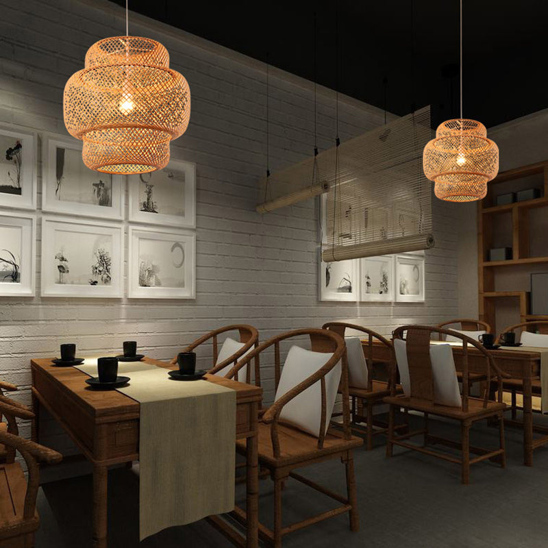 Lantern Restaurant Suspension Light Bamboo 1-LIGHT SIMPLICITY PENDANT LIGHTSURE