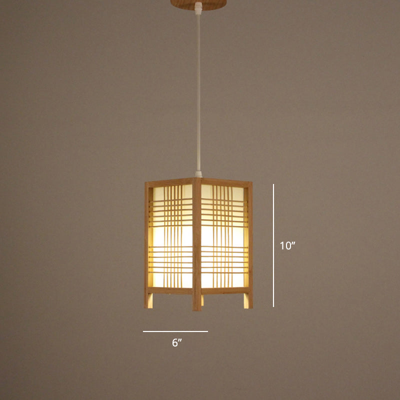 Minimalist Handcrafted Suspension Lighting Bamboo 1 Head Tea Room Pendant Ceiling Light in Wood