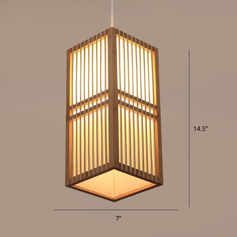 Handwoven Ceiling Light Modern Bamboo Single Restaurant Hanging Pendant Light in Wood