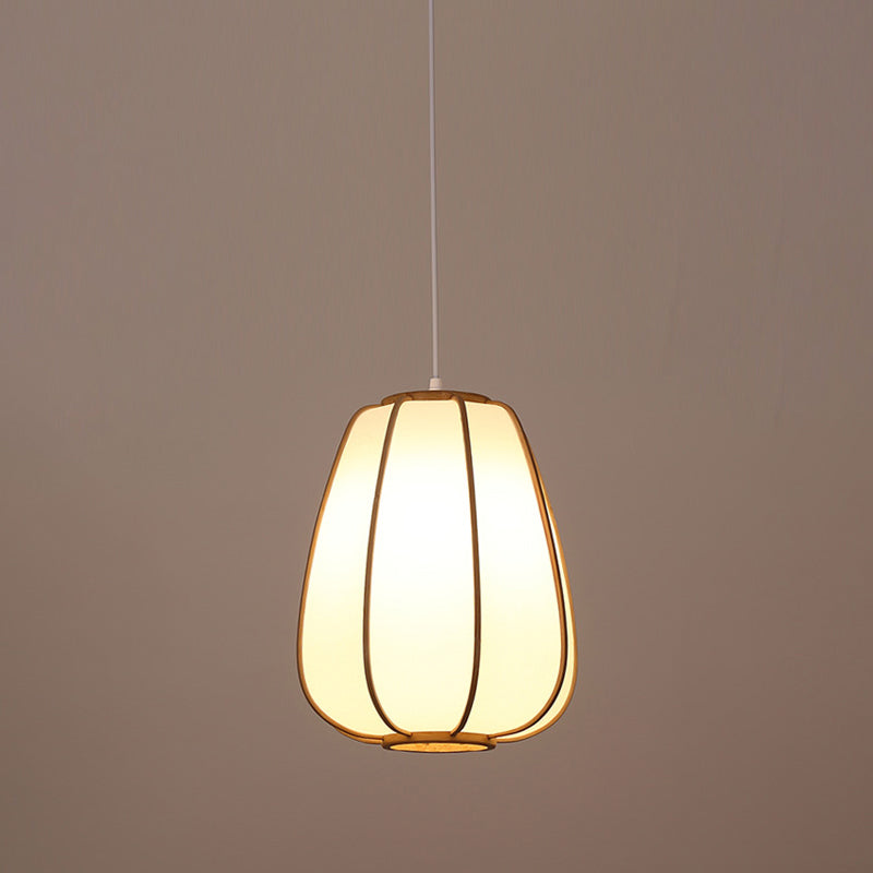 Handwoven Ceiling Light Modern Bamboo Single Restaurant Hanging Pendant Light in Wood