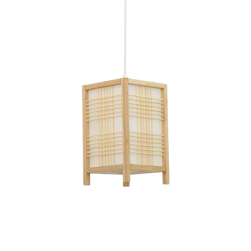 Handwoven Ceiling Light Modern Bamboo Single Restaurant Hanging Pendant Light in Wood