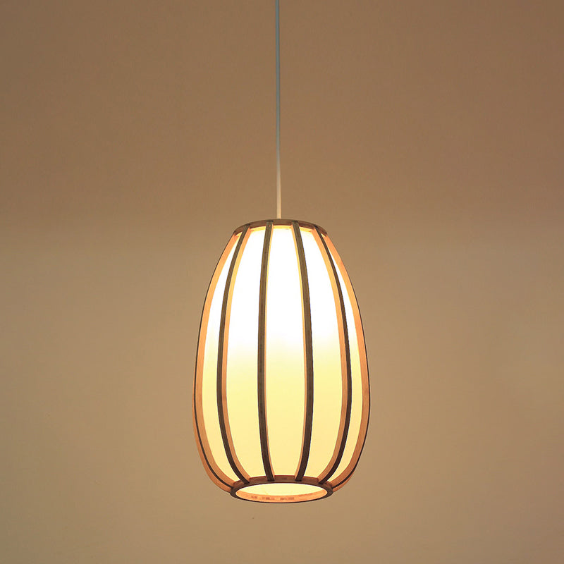 Handwoven Ceiling Light Modern Bamboo Single Restaurant Hanging Pendant Light in Wood