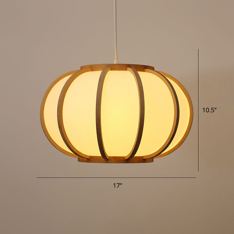 Handwoven Ceiling Light Modern Bamboo Single Restaurant Hanging Pendant Light in Wood