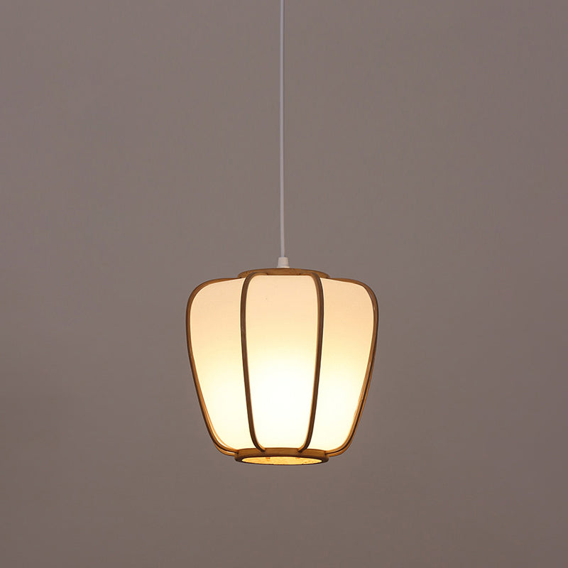 Handwoven Ceiling Light Modern Bamboo Single Restaurant Hanging Pendant Light in Wood