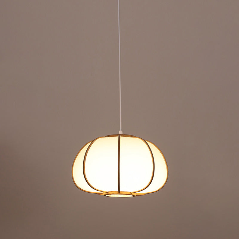 Handwoven Ceiling Light Modern Bamboo Single Restaurant Hanging Pendant Light in Wood