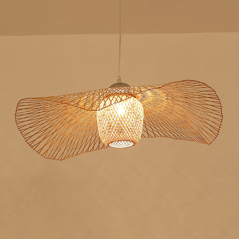 Luce a soffitto di bambù di foglia di lotus moderna a sospensione a sospensione a legno per il ristorante