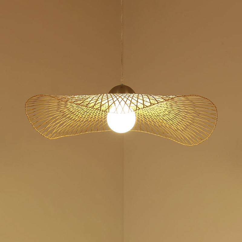 Luce a soffitto di bambù di foglia di lotus moderna a sospensione a sospensione a legno per il ristorante