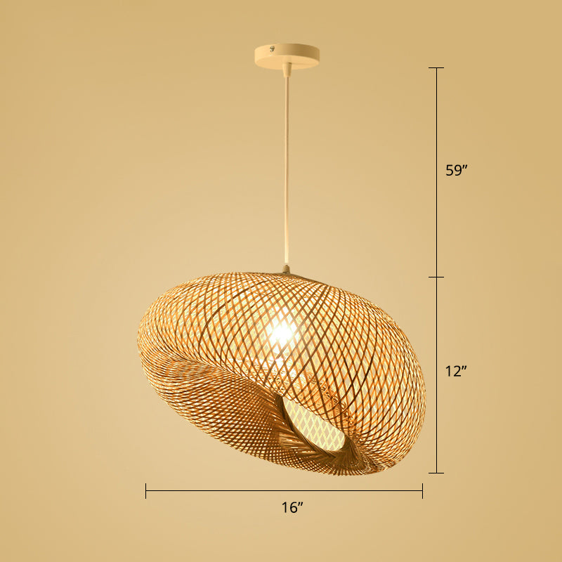 Éclairage de suspension tissé en bois simplicité 1-Light Bamboo Pendant Light pour le salon de thé