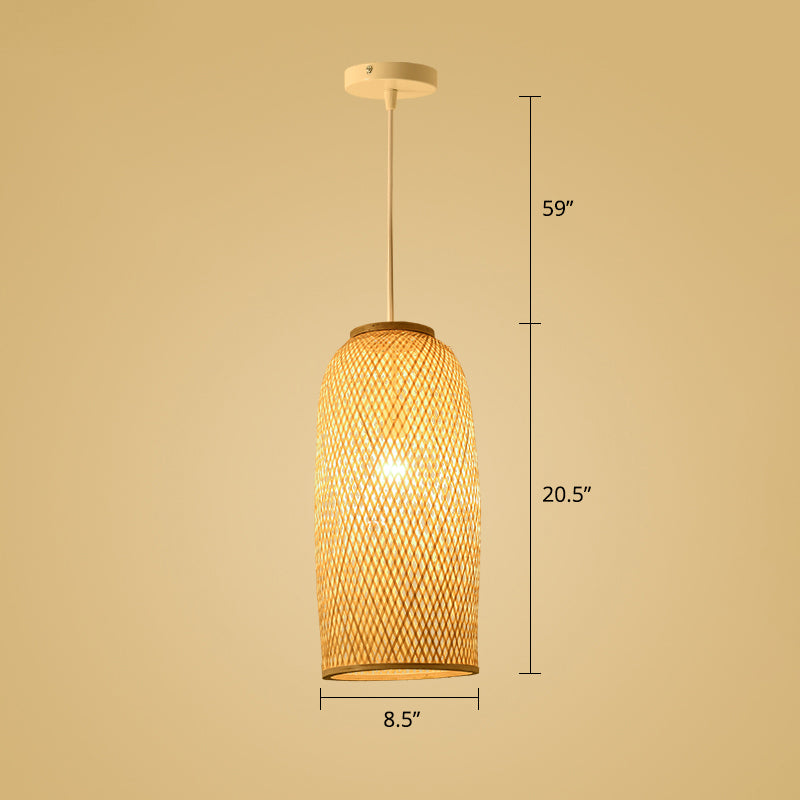 Éclairage de suspension tissé en bois simplicité 1-Light Bamboo Pendant Light pour le salon de thé