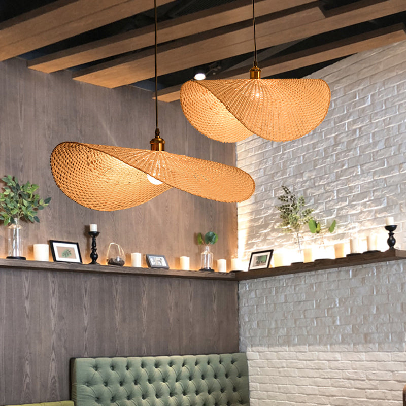 Bamboo Lotus Leaf Plafond Light Modern Style Single-Bulb Wood suspension PENDANT