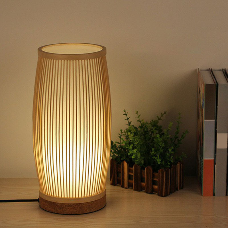 Barril Living Table Lighting Bamboo Lámpara de sencillez de 1 luz lámpara de noche en madera