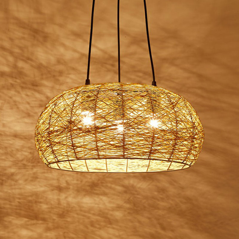 Dome Shade Restaurant lampadario lampadario rattan 3 teste lampada cinese a sospensione