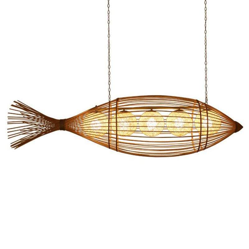 Luce il lampadario per la sala da tè di pesce artigianale in legno