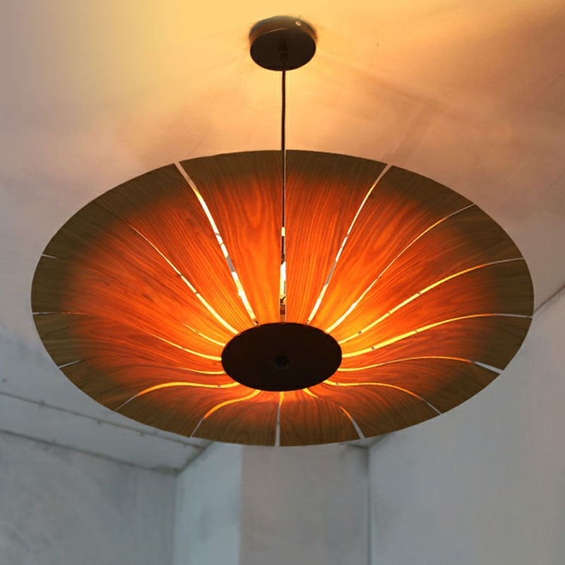 Lampada leggera il lampadina a 3 lampadina di legno di ombrello in stile asiatico 3 lampadario a ciondolo