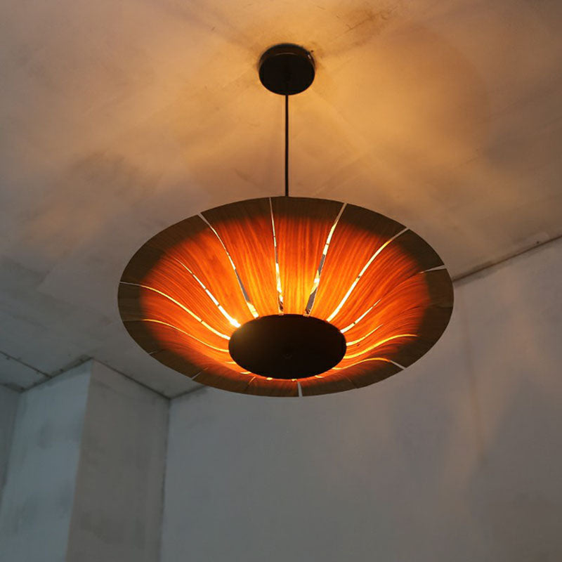 Lampada leggera il lampadina a 3 lampadina di legno di ombrello in stile asiatico 3 lampadario a ciondolo