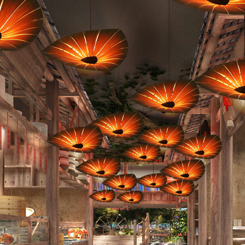 Suspension triangulaire Lumière Asie du Sud-Est Wood Restaurant Lighting Chandelier Lighting