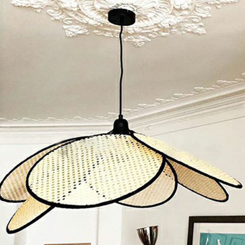 Illuminazione a soffitto a forma di fiori in stile asiatico rattan 1 lampadina lampada sospesa per sala da tè