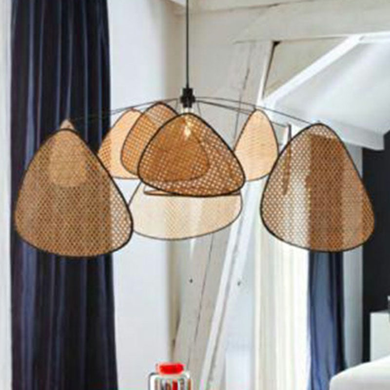 Chinese handgemaakte ophanging verlichting rattan 1 hoofd woonkamer hanger plafondlicht in hout